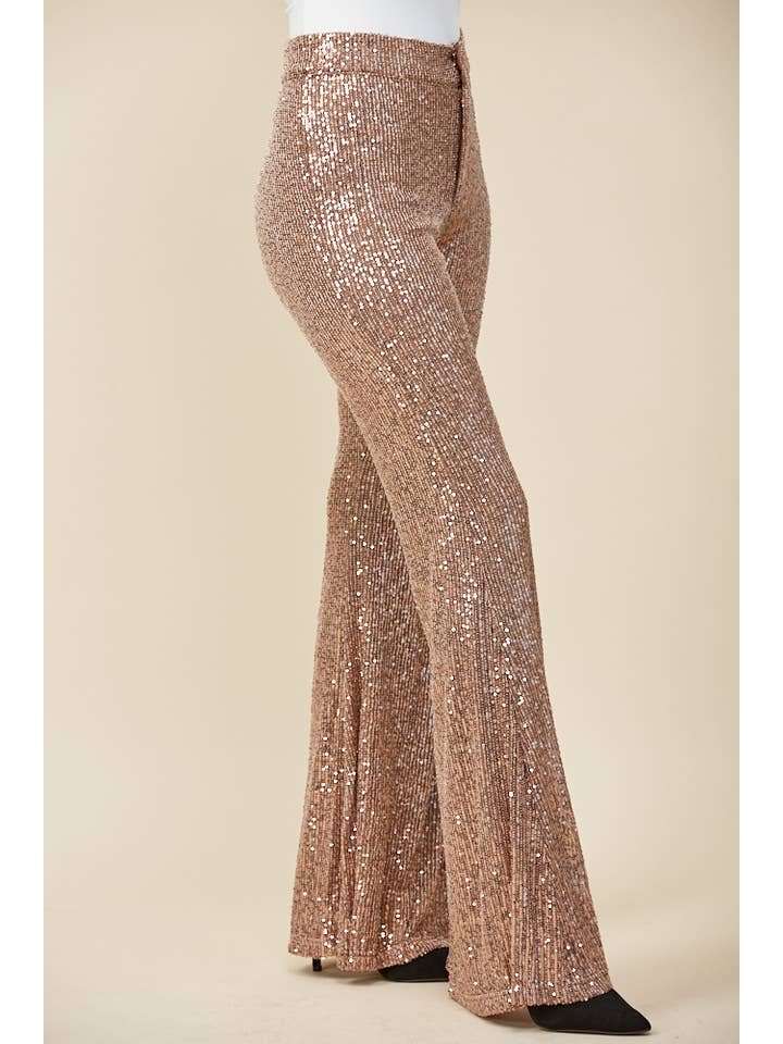 WISTERIA LANE - Vendita all'ingrosso Pantalone - Donna - PANTALONI A ZAMPA IN PAILLETTES - 2405 COPPER