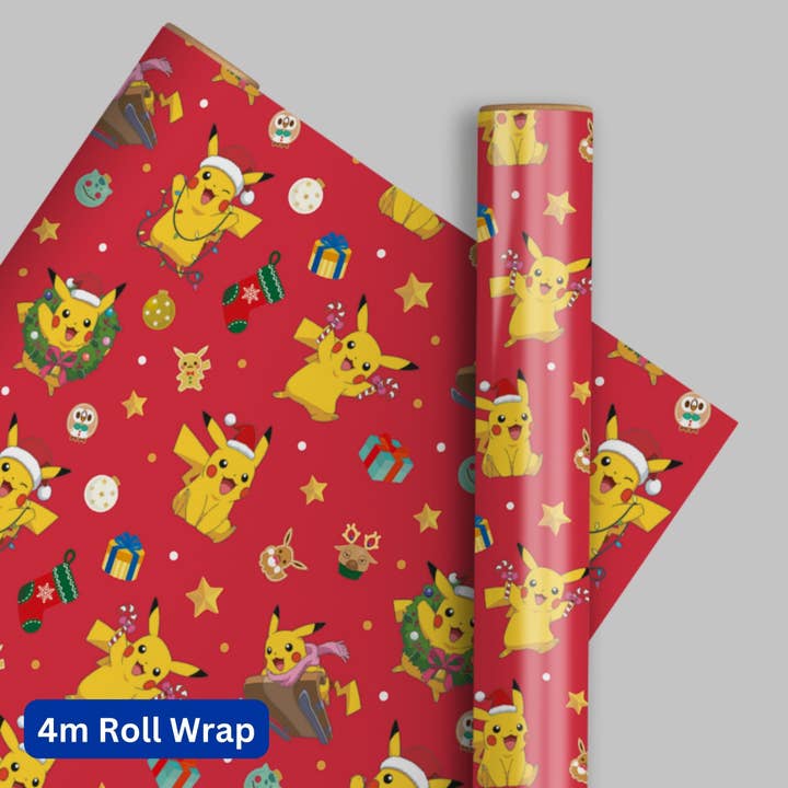 Pokemon Christmas Wrapping Paper 4m Roll for wholesale by Danilo Promotions Ltd