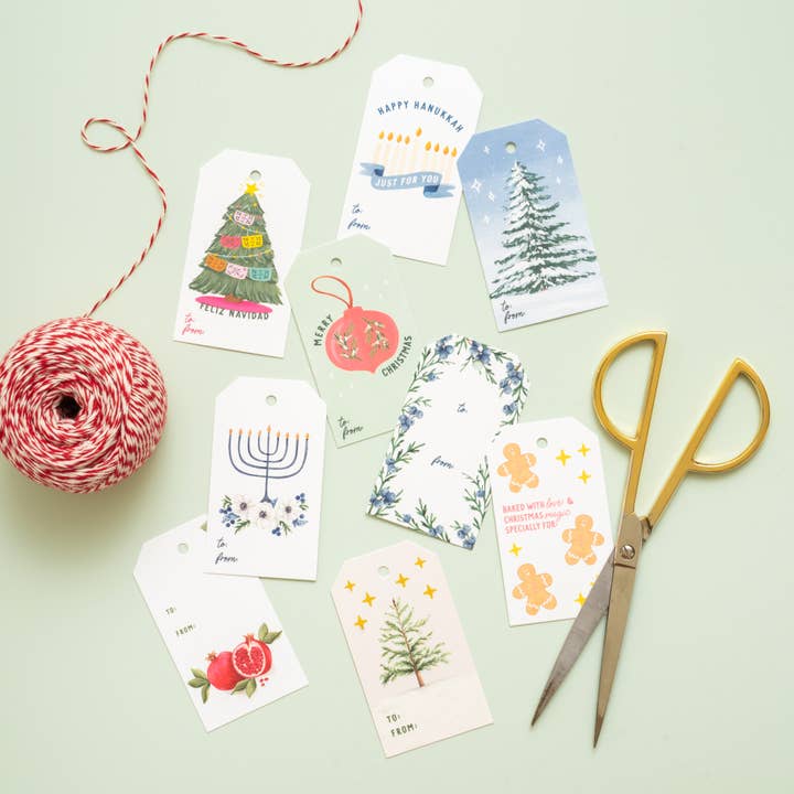 Isabella MG & Co. – wholesale Presentetikett – Papel Picado Navidad - Presentetikett Set, jul inslagning