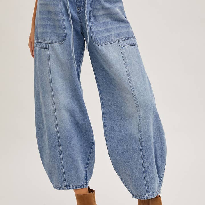 DENIM MID-WAIST DRAWSTRINGS BARREL JEANS and other Purchase Wholesale barrell. Free Returns & Net 60 Terms on Faire trending on Faire.