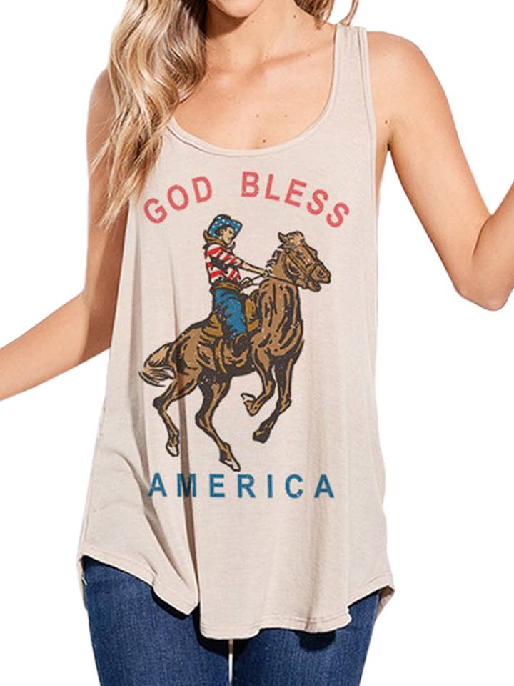 Tanktop met God Bless America-print voor wholesale door Vanilla Monkey