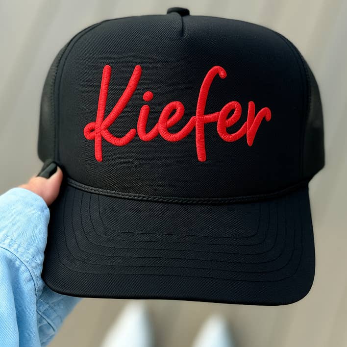 Hillside Threads Wholesale - Wholesale Trucker hat – Unisex - Custom Embroidered Trucker Hat - Script Font7