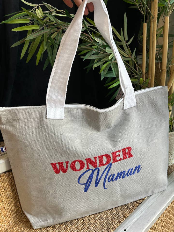 Bolso gris «Wonder Mom» para el Día de la Madre para venta al por mayor de Toiles Chics