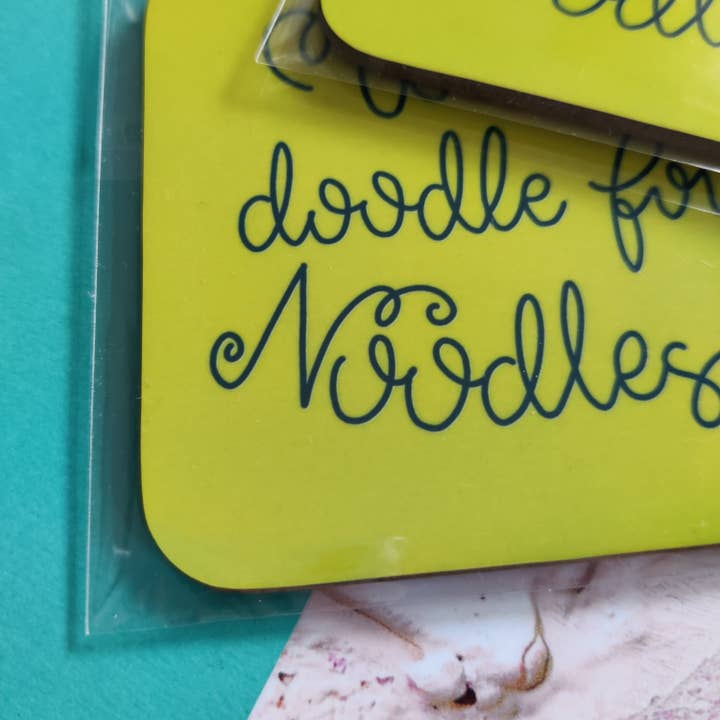 FayDixonDesign – wholesale Coasters – Will Doodle for Noodles Square Coaster2