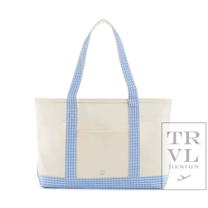 TRVL Design - Wholesale Tote Bag - Women's - Medium Tote - Coated Canvas Gingham Sky Trim0