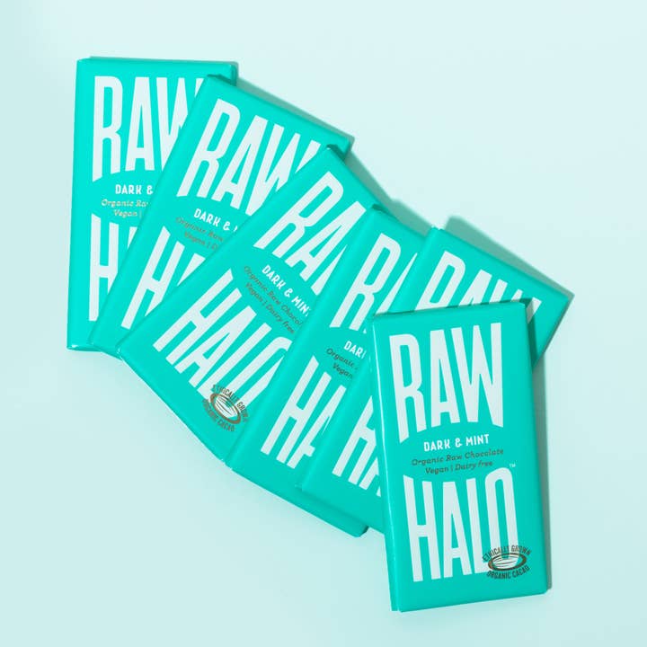 Raw Halo - Wholesale Chocolate Bar - Dark & Mint Organic Vegan Chocolate 35g (Case of 10)2