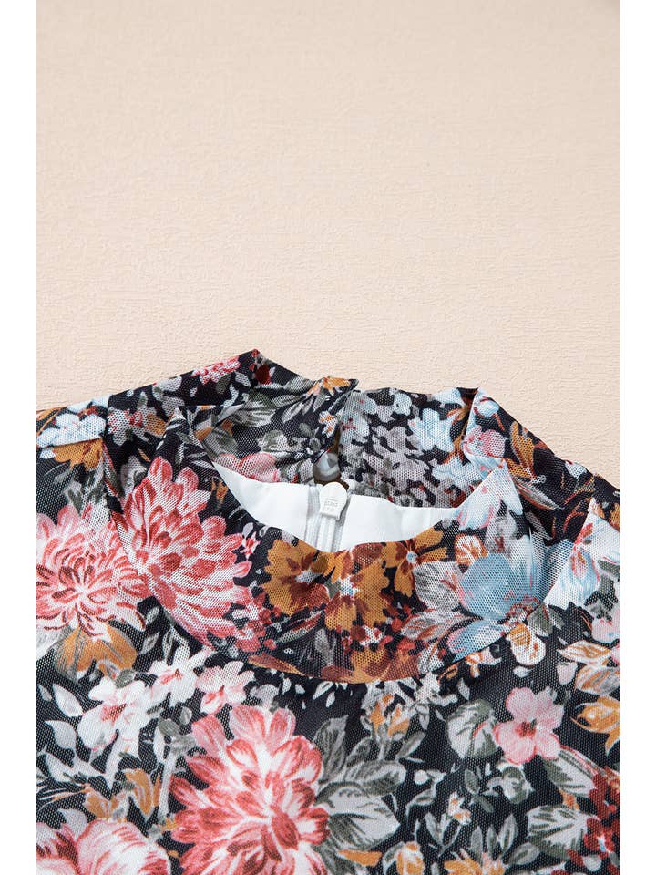 As shown Grace Floral Print Bodycon Midi Dress | S-XL for wholesale on Faire