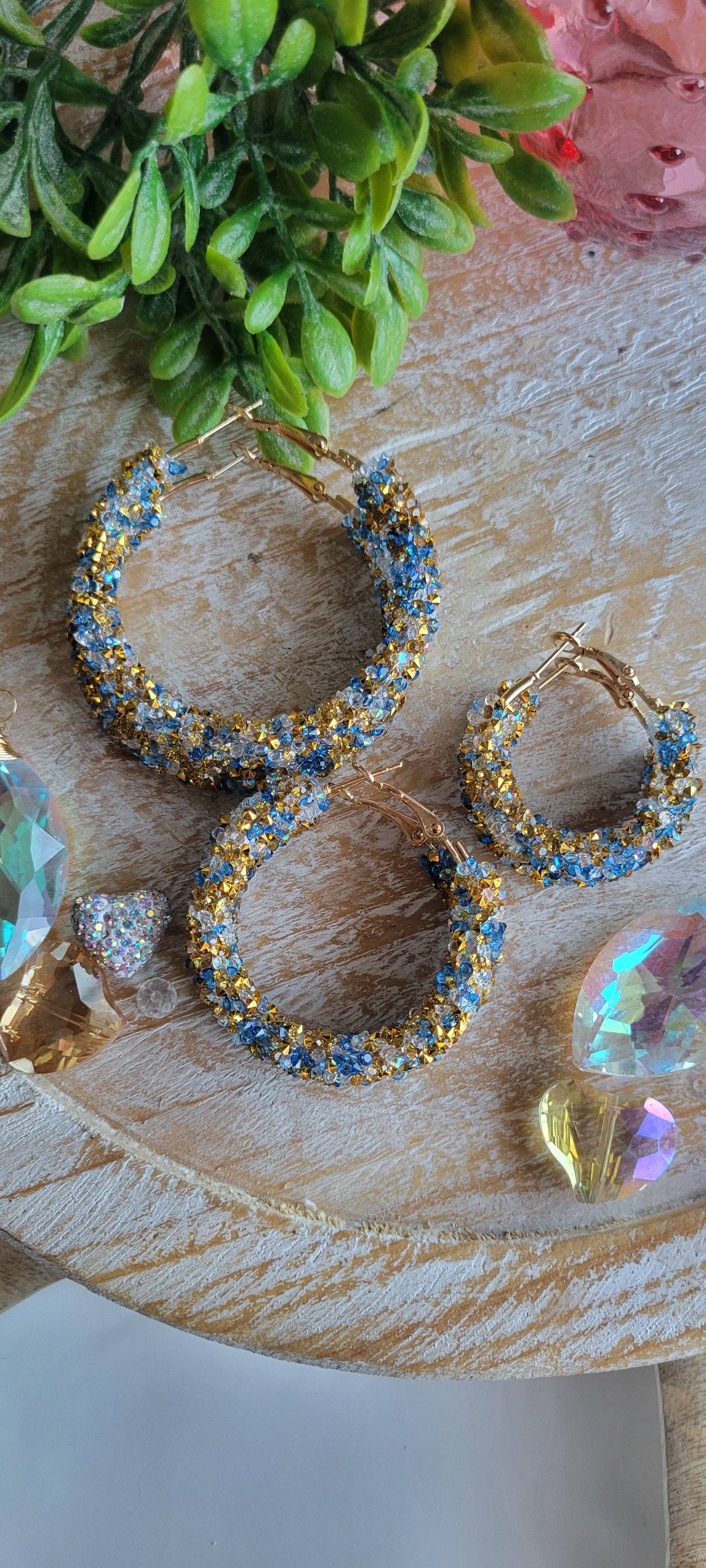 JEMdesigns - Wholesale Dangle Earrings - Blue and Gold Glitter Earrings0