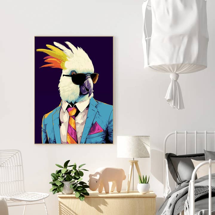 La Luna Bella - Toys - Wholesale Art Print - Cockatoo suit Canvas Wall Art print