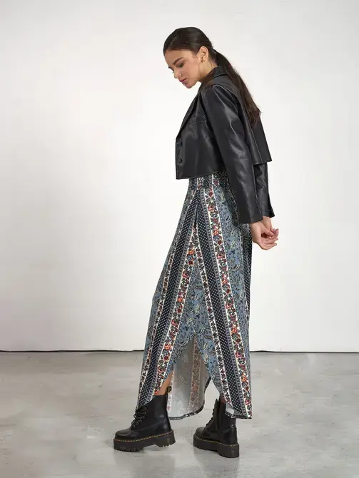 noflik - Venta al por mayor Falda - Mujer - Falda Maxi con Cintura Elástica Fruncida y Dobladillo Curvado -NS1000_13