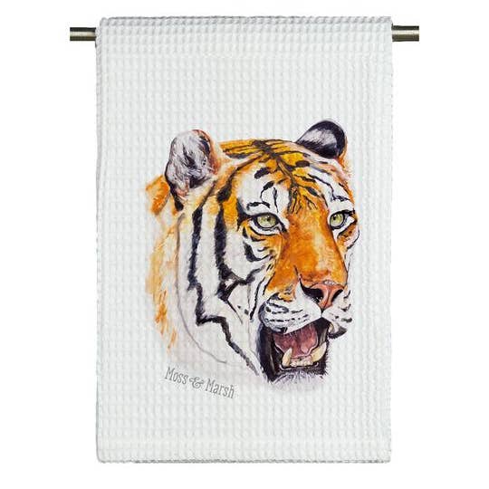 Tiger aquarel microfiber theedoek voor wholesale door Moss & Marsh