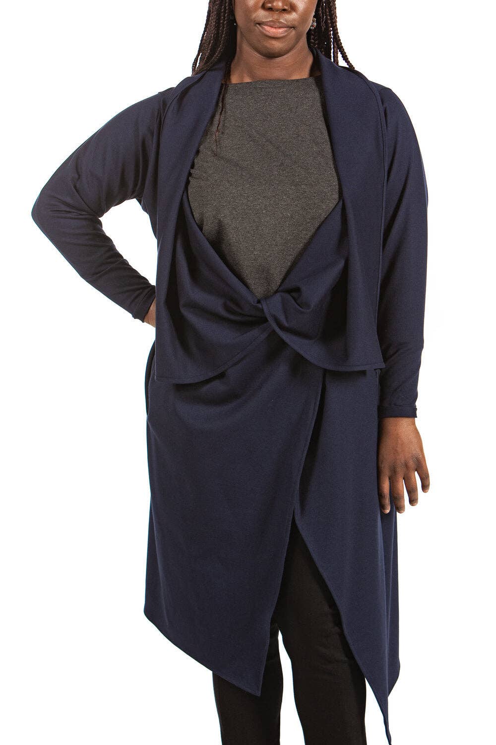 Knieriem Designs - Wholesale Jacket - Women's - Draped Long Sleeve Ponte Jacket4