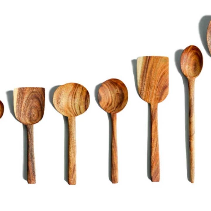 Homerely - Wholesale Kitchen Utensil Set - 7 Pcs Natural Teak Wooden Cooking Utensil Set