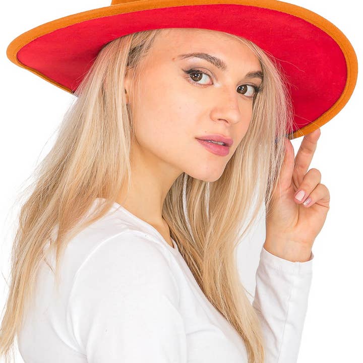 Cap Zone - Wholesale Fedora - Women's - Red Bottom Black Belt Rancher Hat Wide Brim3