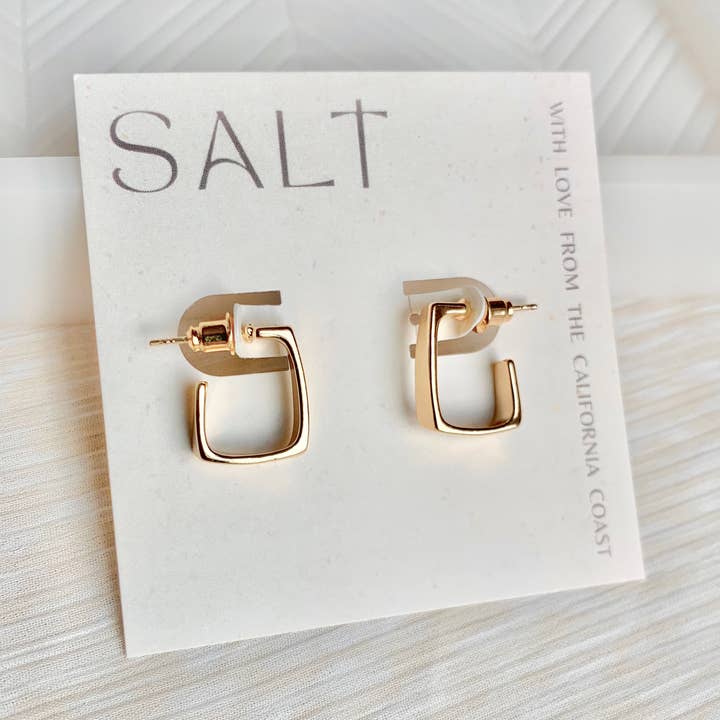 SQUARE HOOP EARRINGS | gold | stud post huggies for wholesale by SALT by Sarah Curtis