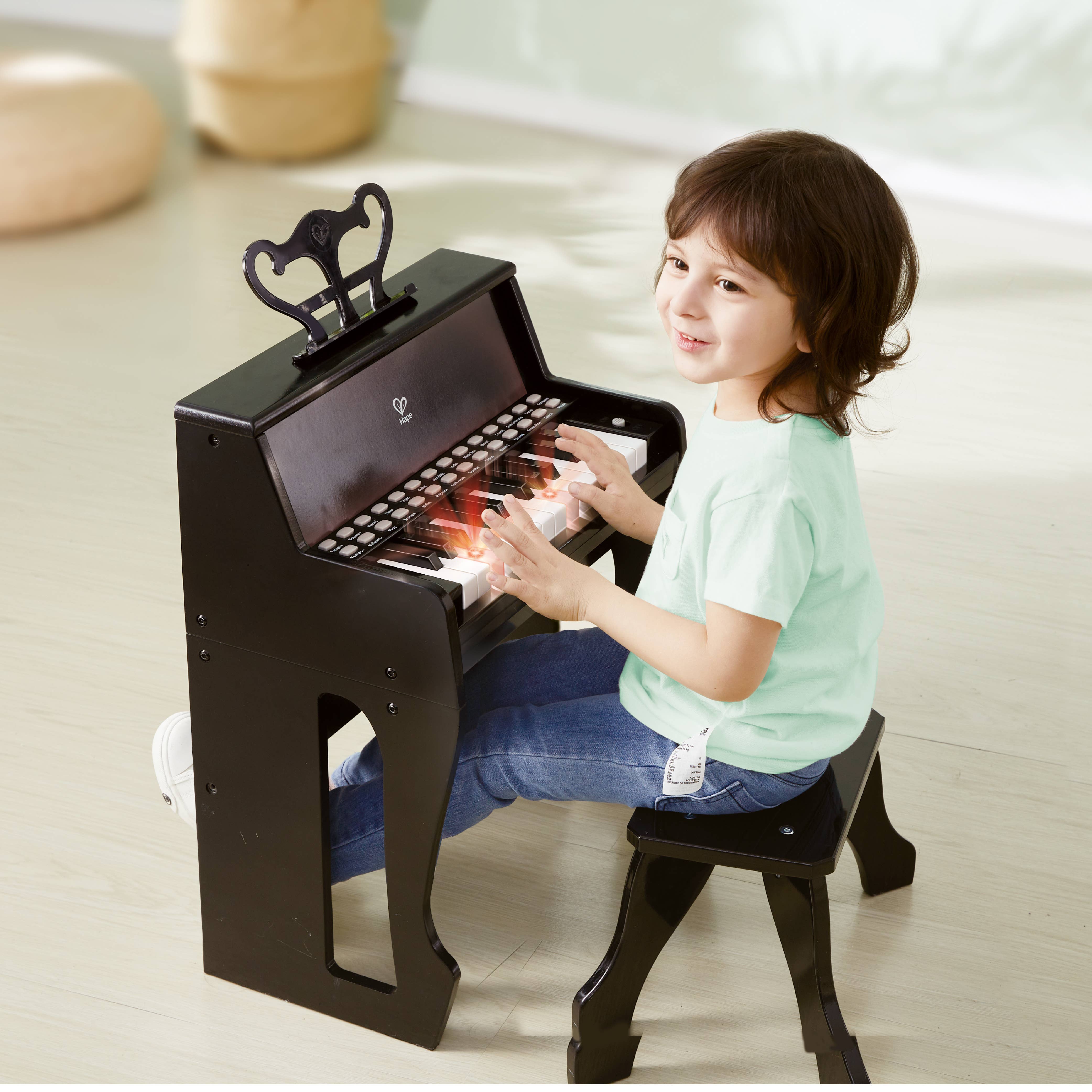 Hape Toys - Wholesale Musical Toy - Kids & Baby - Learn with Lights Black Piano with Stool3