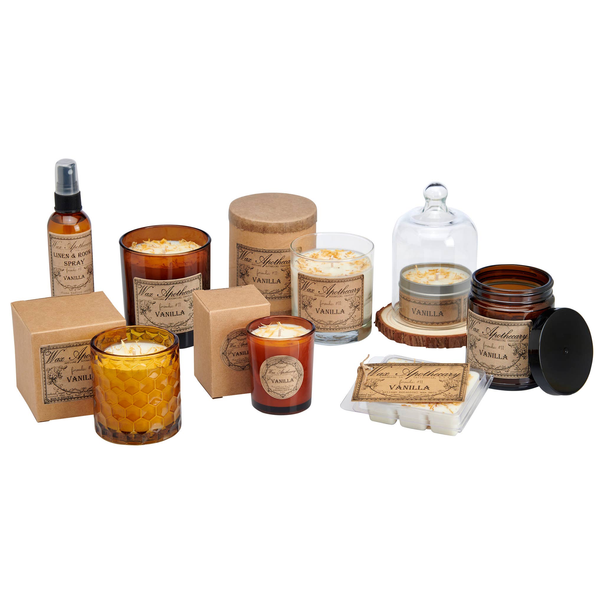 Wax Apothecary – wholesale Burkljus – Vanilj botaniska ljus i Scotch glas med presentförpackning 7oz7