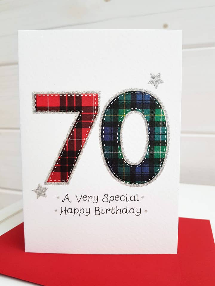 Cartão de Aniversário Tartan Número 70 por atacado de Wee Wishes