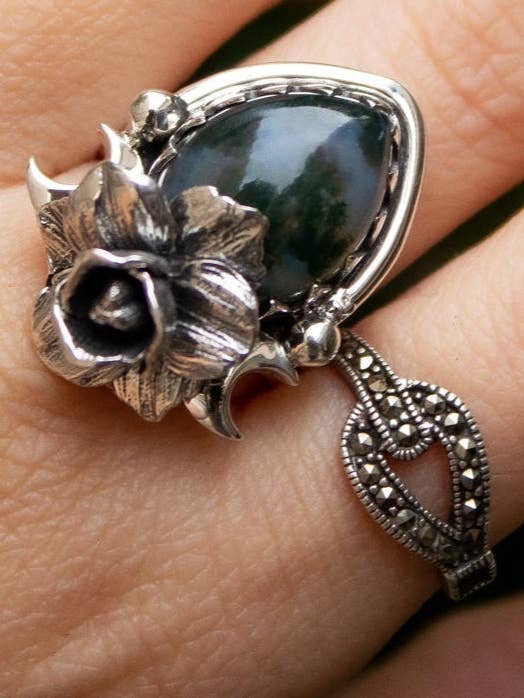 Anel de Ágata Musgosa, AR- 7237 por atacado de Ambra Jewels