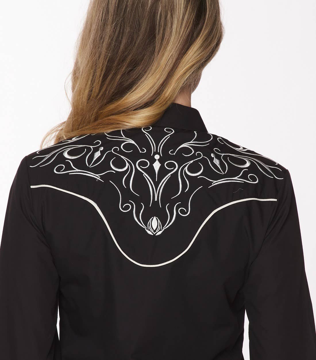 Rodeo Clothing - Vente Chemise à col boutonné – femme - Robe brodée à manches longues d'inspiration western pour femmes73