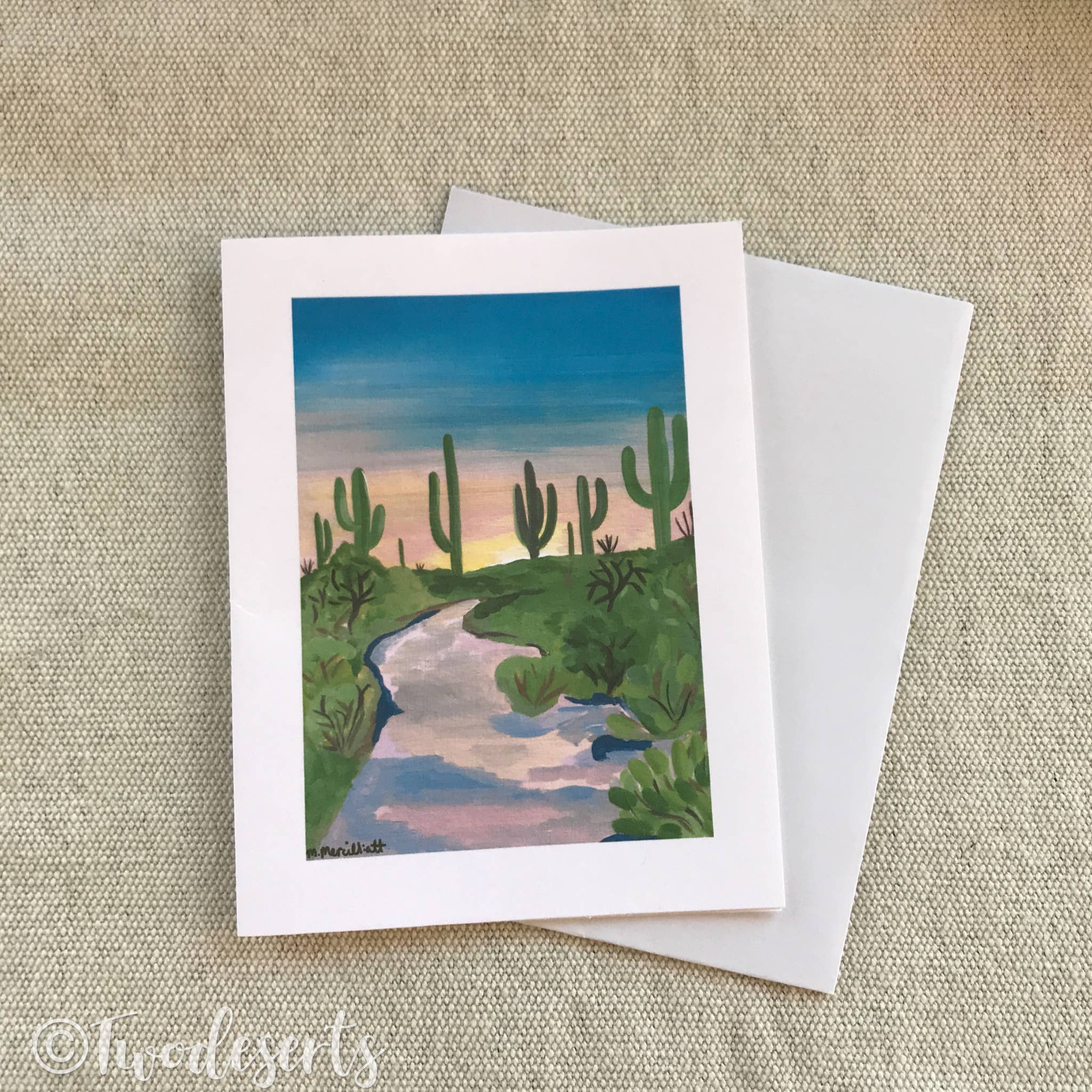 Two Deserts – Engroshandel Hverdagshilsen kort – Saguaro Path Lykønskningskort -Blank inde1