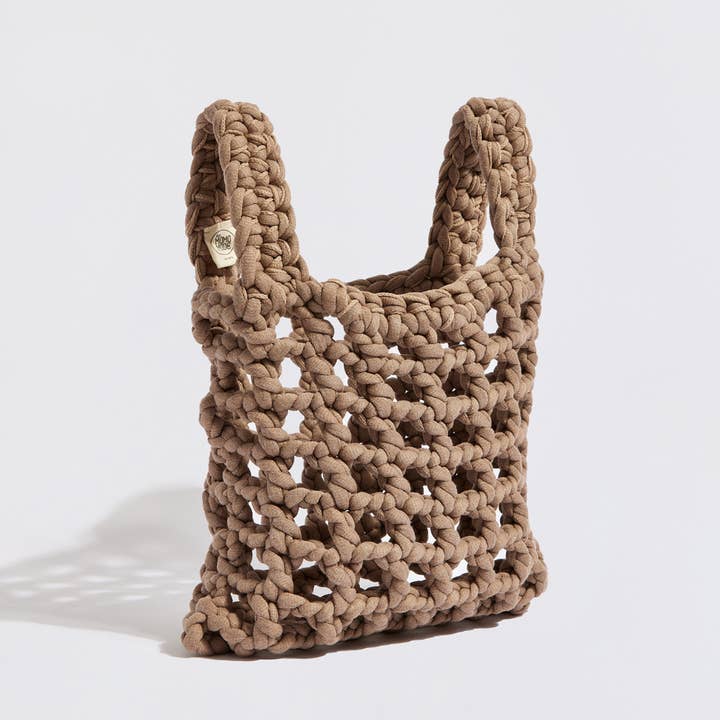 The Mama Made - Wholesale Tote Bag - Women's - “Thalia” crochet chequered wrist bag burgundy