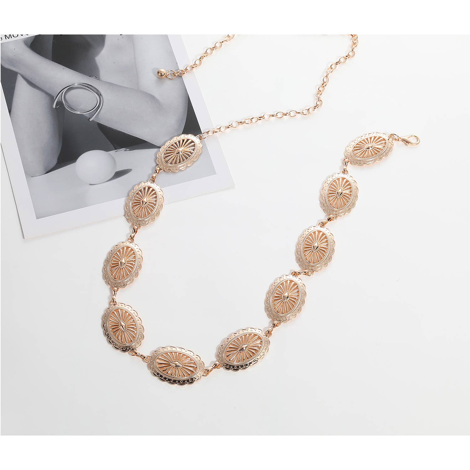 Little Trendy - Vente Ceinture – femme - Ceinture à chaîne Western Turquoise Concho1