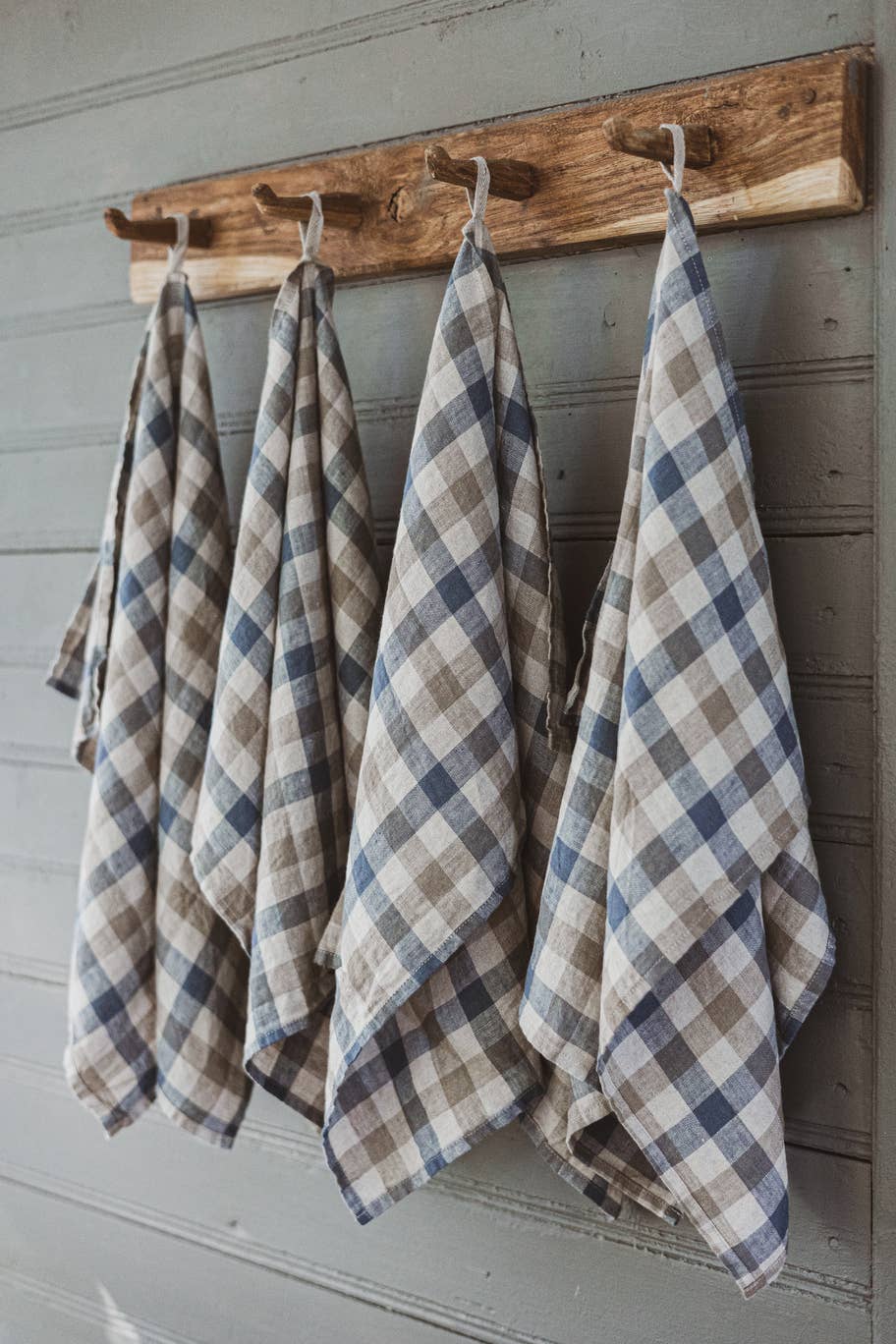 Linen Hand Towels, Blue Gray Gingham Checks for wholesale on Faire0