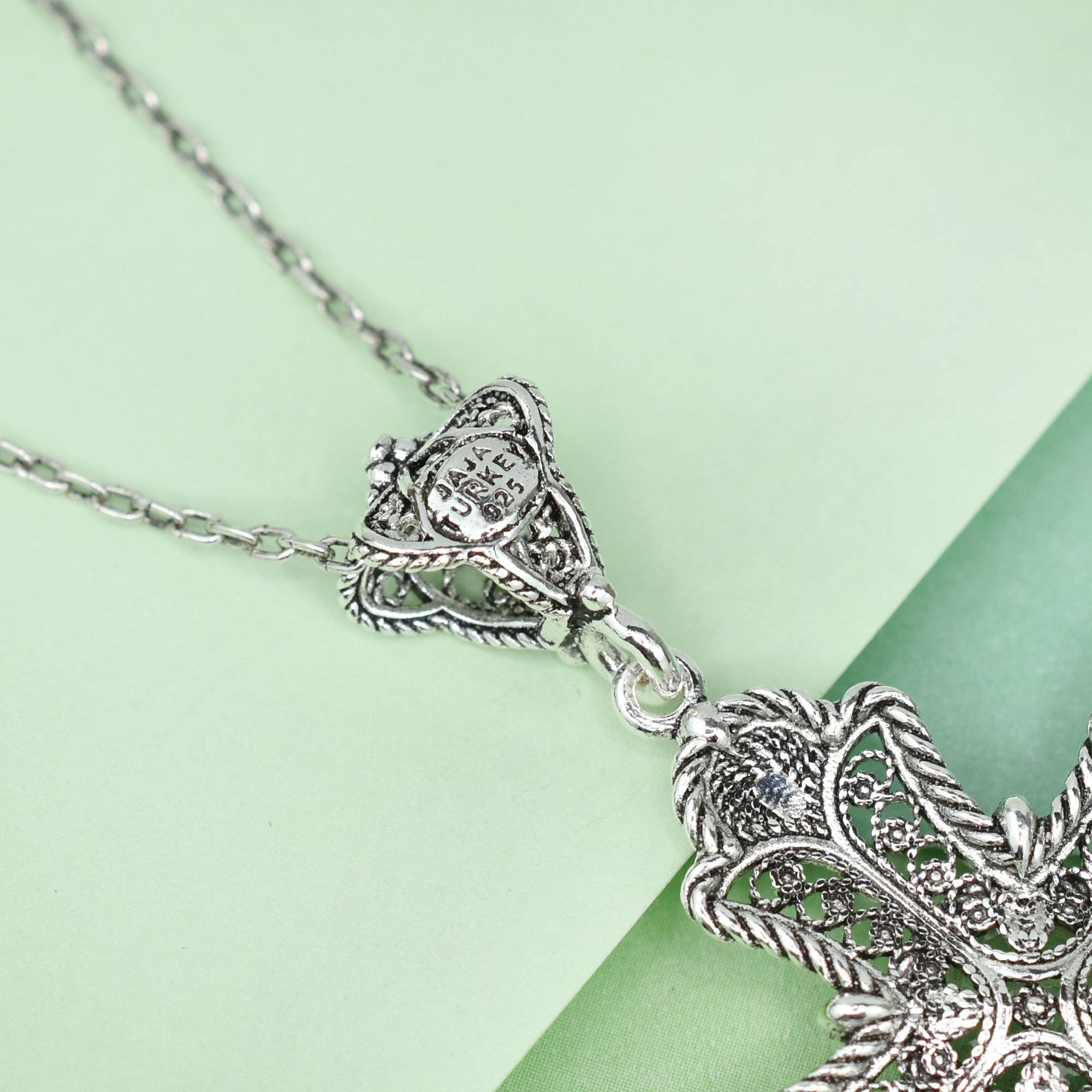 Filigranist Jewelry – wholesale Pendant/charm necklace – Sterling Silver Filigree Art Multi Gemstone Cross Necklace11