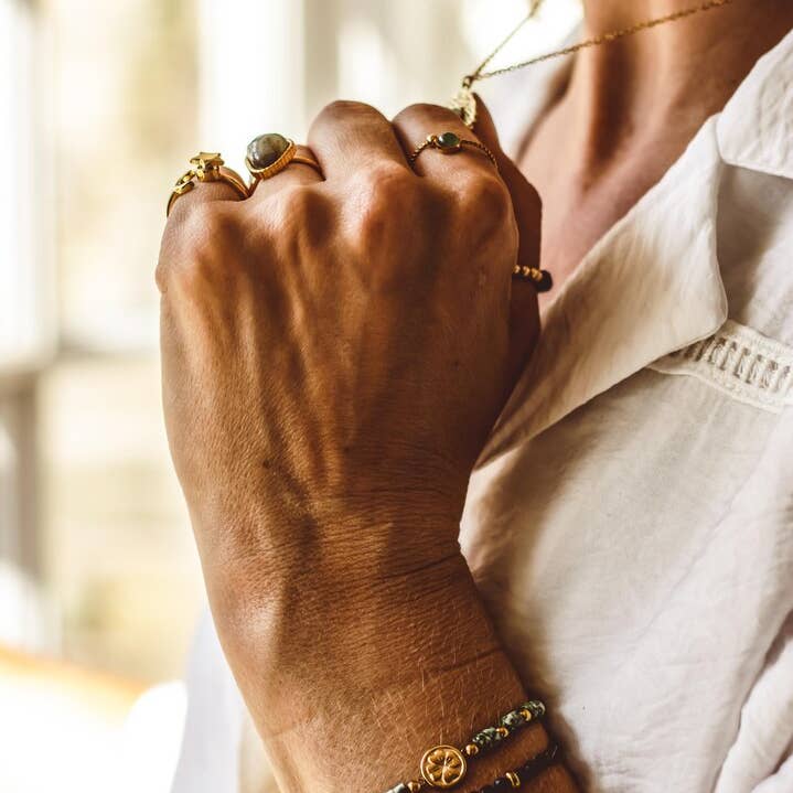 Green Aventurine 18K Plated Gold Necklace for wholesale by Mindful Living Co.