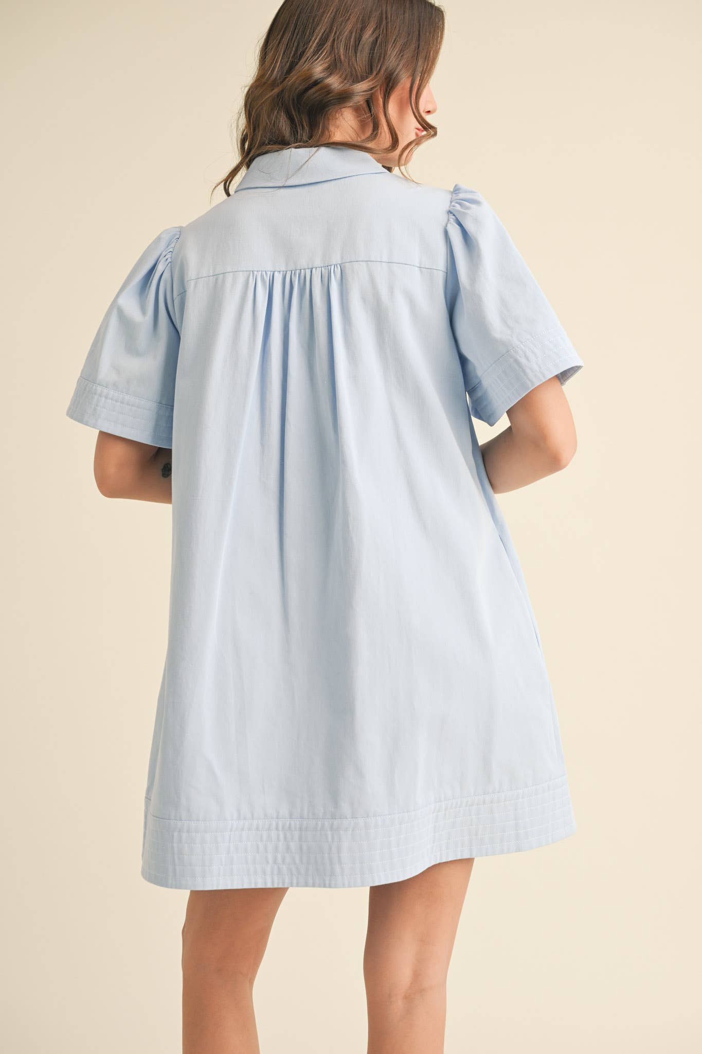 &MERCI - Wholesale Dress - Women's - SHORT SLEEVE BUTTON DOWN MINI DRESS MDR357224