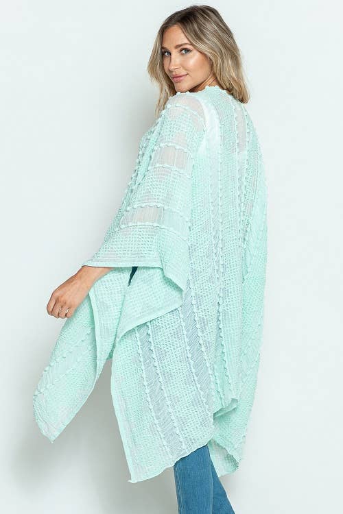 Justin & Taylor - Wholesale Kimono - Women's - Puffer-Up | Soft Textured Cover-Up Kimono With Pom Detail63