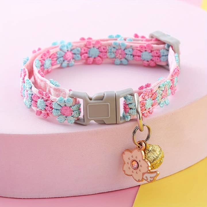 DIYSTORE - Wholesale Pet Collar - Cat - 1pc Lace Pet Collar, Adjustable Cat Collar with Pendant, Suitable for Small Cats and Dogs