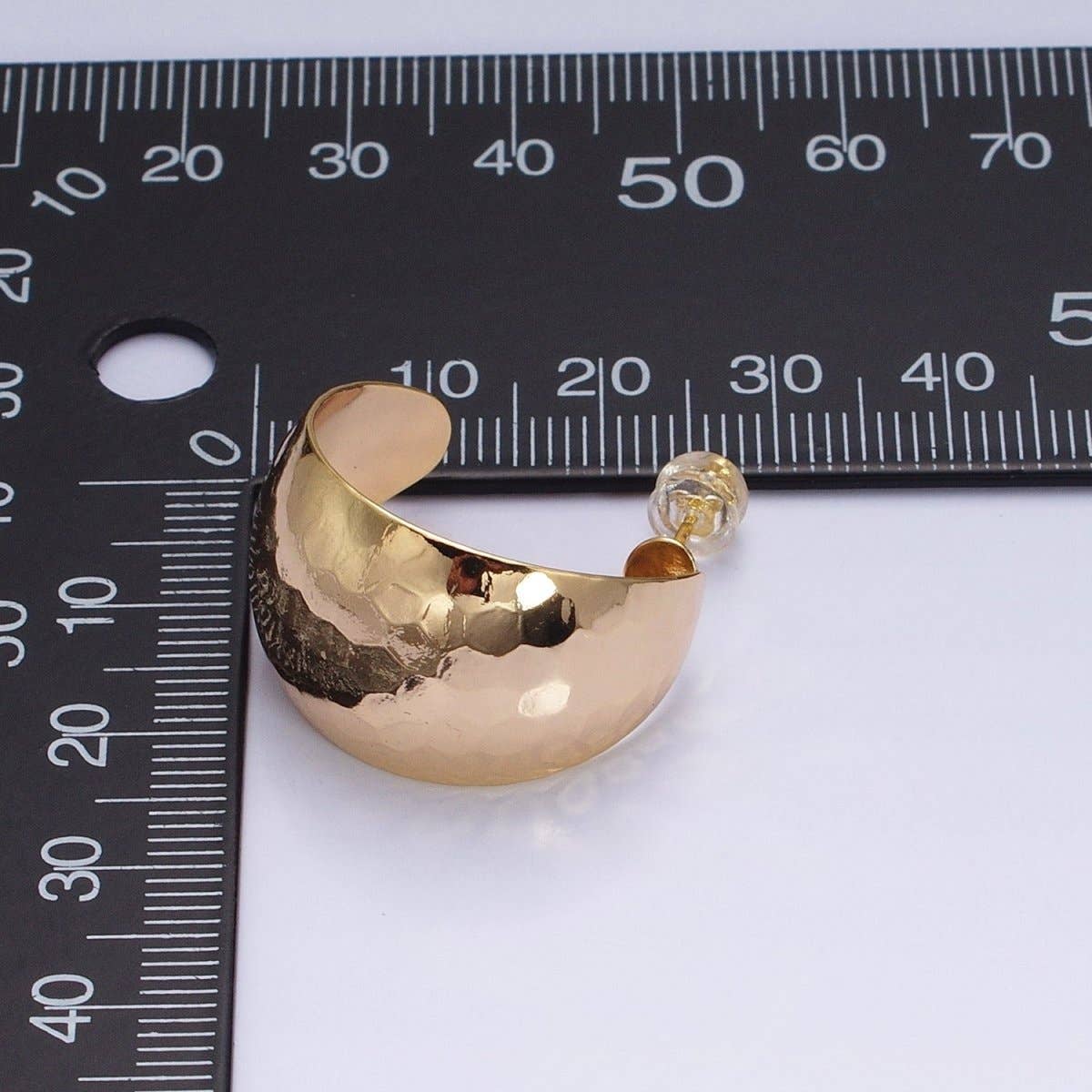 Aim Eternal - Wholesale Hoop Earrings - 16K Gold Filled 25mm Round Multifaceted Wide Dome C-Shaped Hoop Earrings in Gold & Silver | AE023 AE0243