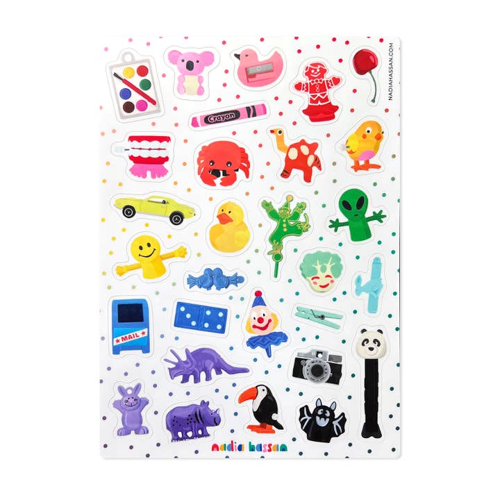 Tiny Trinkets 5x7 Sticker Sheet for wholesale by Nadia Hassan