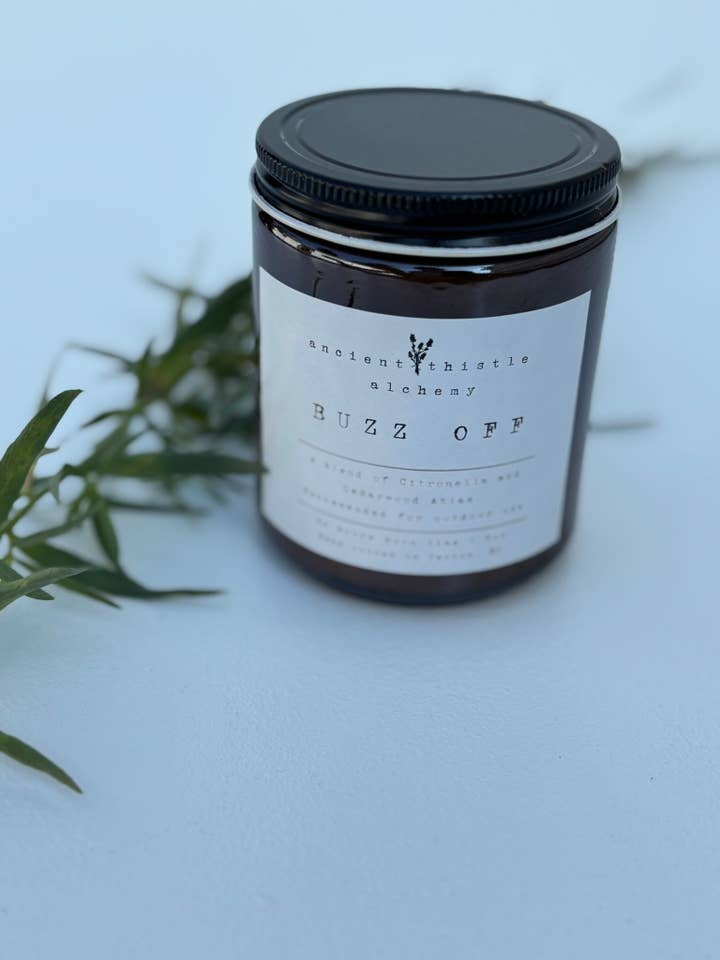 Buzz Off Candle for wholesale by Ancient Thistle Alchemy