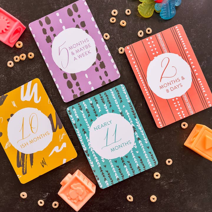 Monthly Baby Milestone Cards Set of 12 (Full Year) for wholesale by Annabel Reese