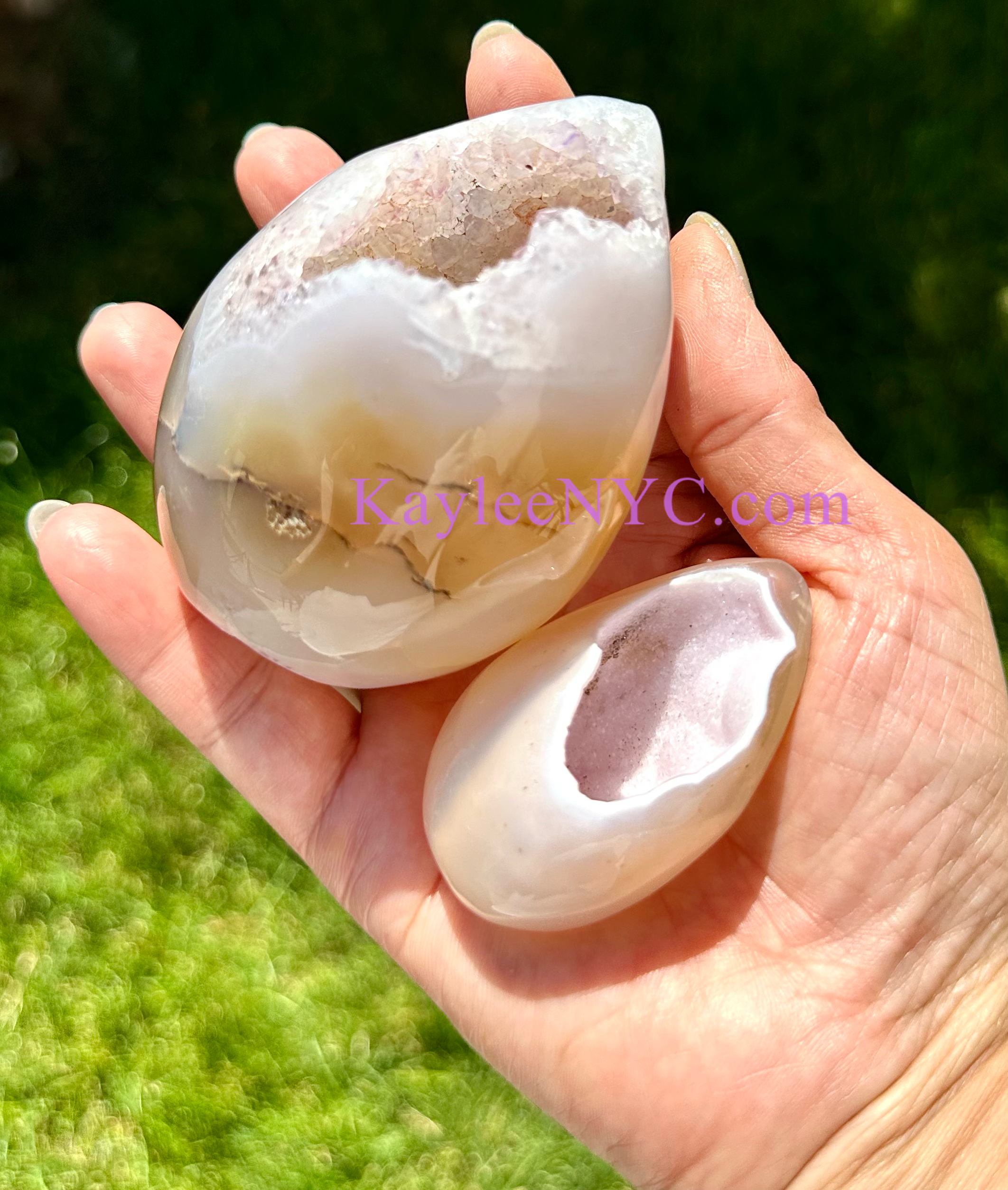 KayleeNYC - Wholesale Spiritual Stone/Crystal - 7-8 pcs Natural Druzy Agate Crystal Egg Energy Healing3