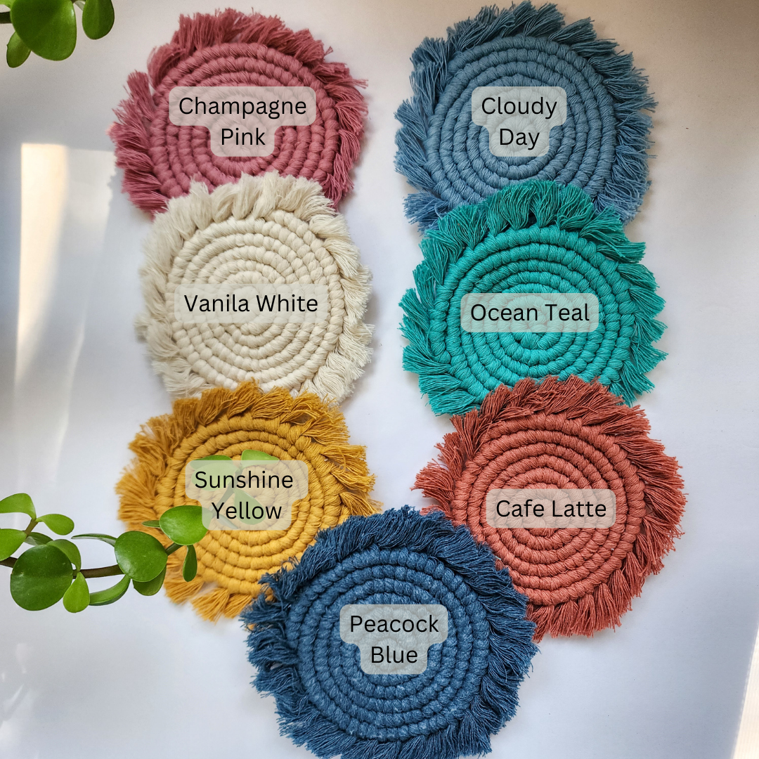 Handmade By Uruba - Wholesale Coasters - Macrame Boho Coasters, Handwoven round Cotton Coaster4