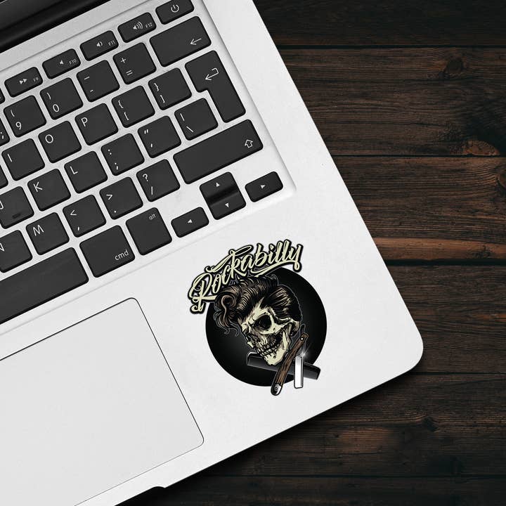 PiggyPrintStickers - Wholesale Sticker - Rockabilly Skull Sticker | Bold Retro Tattoo Design | Decal5