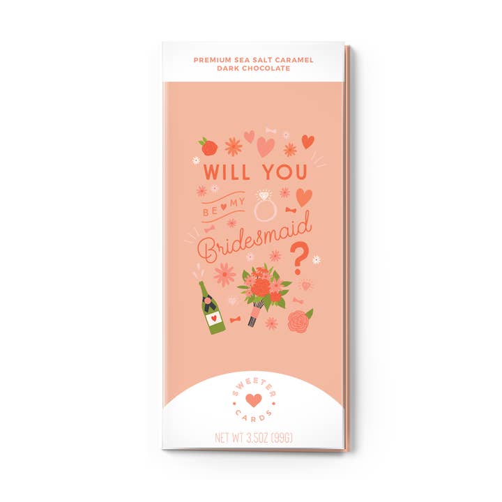 Bridesmaid Proposal Chocolate and Greeting Card for wholesale by Sweeter Cards Chocolate Bar + Greeting Card in ONE!
