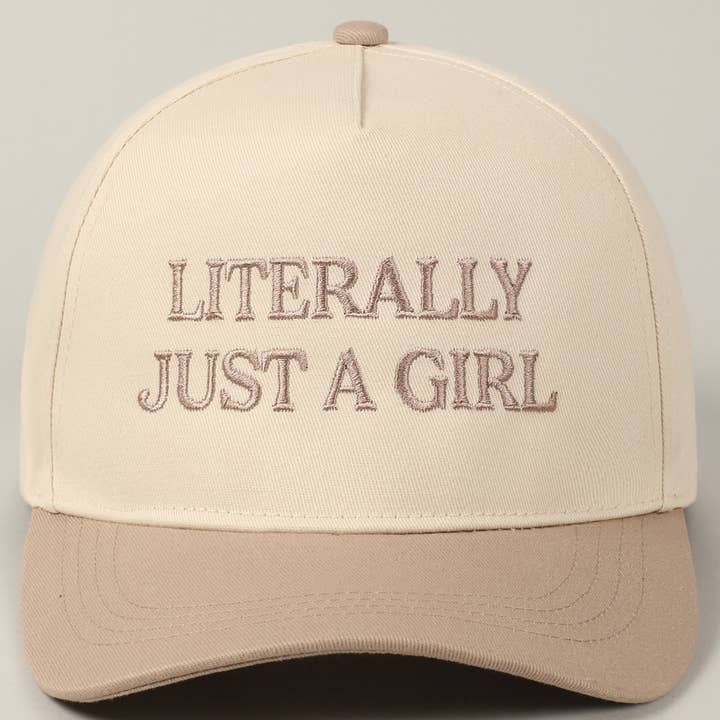 Fashion City - Wholesale Baseball Cap - Unisex - Literally Just A Girl Embroidery Two Tone Trucker Hat