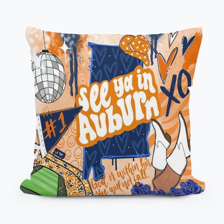 Auburn Fresh Prints Pillow for wholesale by LuckyBird Apparel and Home