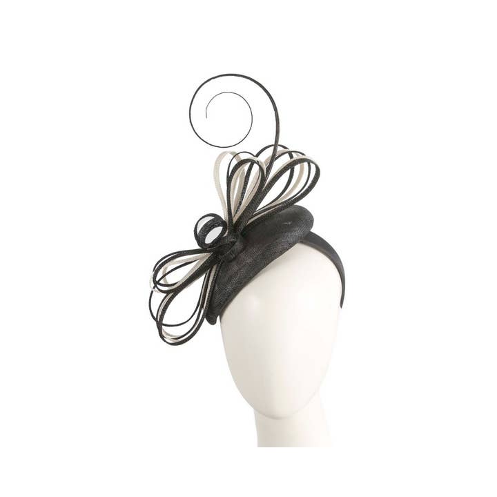 Two-tone sinamay pillbox fascinator by Max Alexander for wholesale by Max Alexander by Cupids Millinery Melbourne