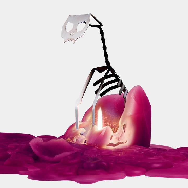 54 Celsius - Wholesale Novelty Candle - Pyropet Cat Candle with Skeleton - Red3