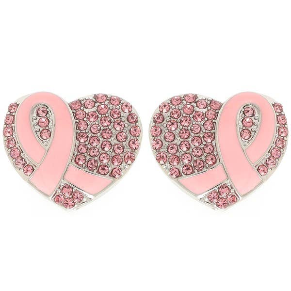 anbfashion - Wholesale Dangle Earrings - BREAST CANCER AWARENESS RIBBON HEART EARRINGS 16085