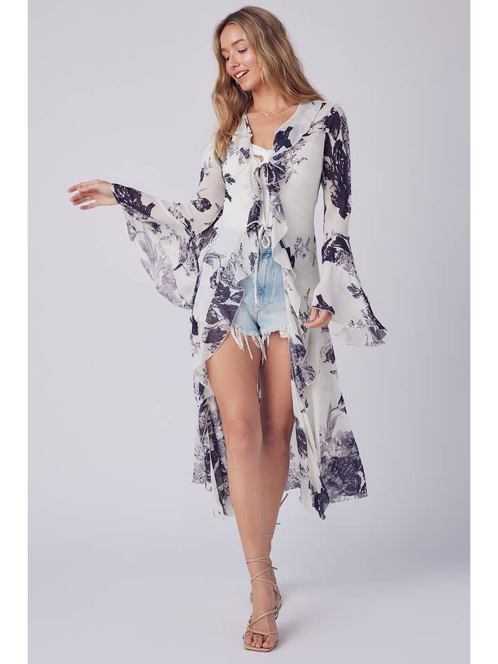 Bluivy - Wholesale Kimono - Women's - FLORAL PRINT RUFFLE KIMONO10