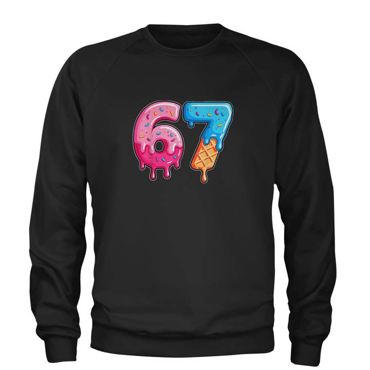 67 Dripping Ice Cream Donut Melt Adult Crewneck Sweatshirt for wholesale by Expression Tees