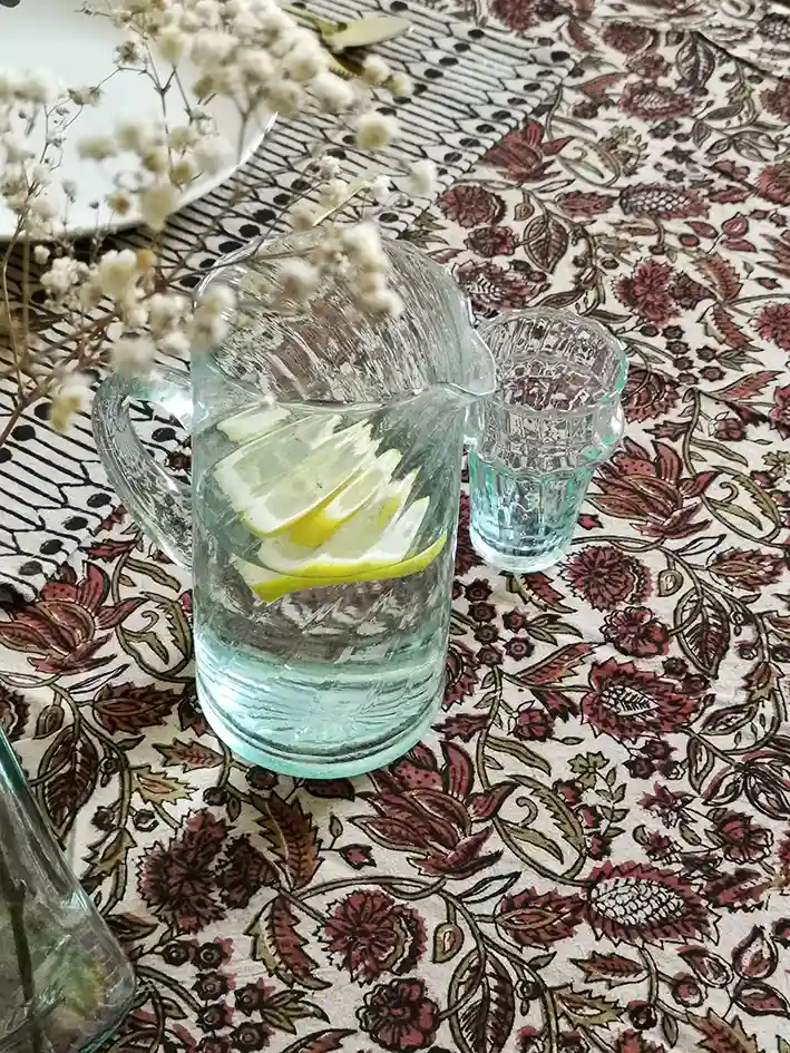 Nayda Diaries - Wholesale Tablecloth - Indian plaid Agra printed block print flower table tablecloth6