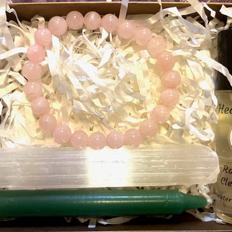 Heart Chakra Balance Kit - Rose Quartz Bracelet for wholesale by Rainwater-Apothecary